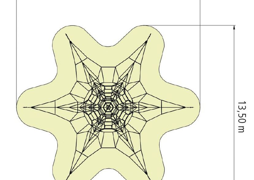 Lanová pyramida PAVOUK 8 se 6 ukotveními 